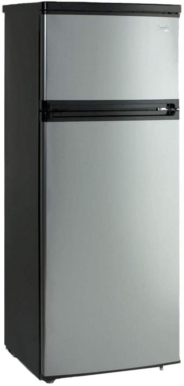 Avanti RA7316PST 2-Door Apartment Size Refrigerator, Black with Platinum Finish