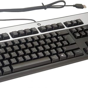 HP KU-0316 USB Wired Keyboard 104 Keys Black and Silver Part# 434821-002