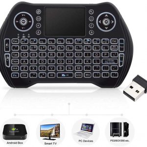Mini Wireless Keyboard with Touchpad Mouse, Wireless Keyboard for Smart TV, Multimedia Remote Keyboard for Android TV Box,Laptop,Xbox 360,PC,PS3-RGB Backlit