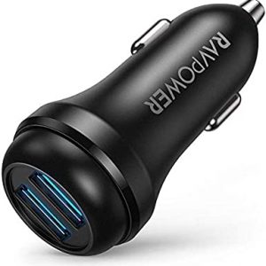 USB Car Charger RAVPower 36W Qc 3.0 Car Quick Charger Dual USB Ports Car Adapter for Galaxy S10+ S9+ S8+ Note 10+ Note 9+ Note 8, iPhone 11 Pro Max X XR XS Max and More