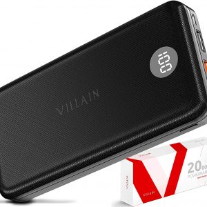 VILLAIN 20000mAh Power Bank【USB C Input & Output】 PD 3.0 18W Portable Charger Qualcomm Quick Charge with 3 Inputs & 3 Outputs – Fast Charging Cell Phone External Battery Pack for iPhone, Android